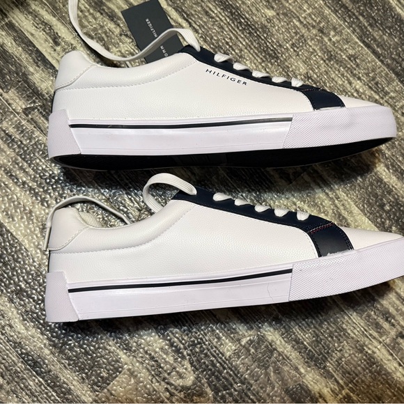 Tommy Hilfiger White and Navy Athletic Shoes - Picture 3 of 16